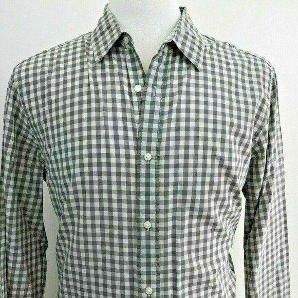 Vince Other - Vince Olive and Cream Check Plaid Long Sleeve Button Front Shirt XL